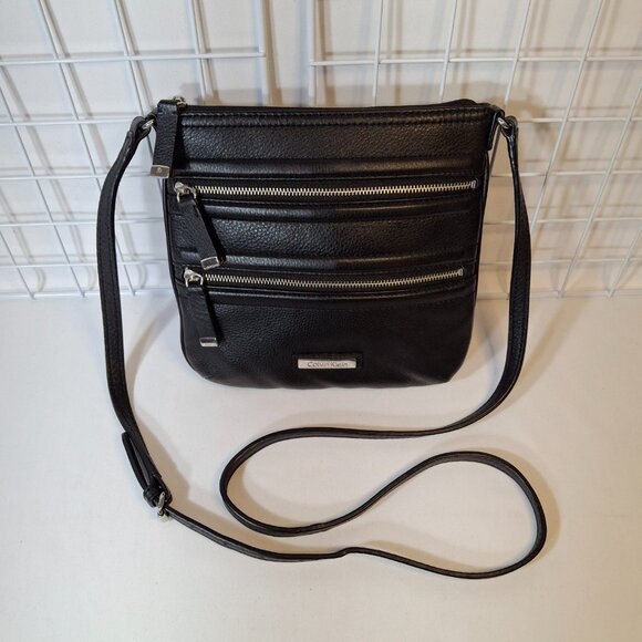 Calvin Klein Y2k Sleek Crossbody Organizer Small Messenger Bag Black - Picture 1 of 12
